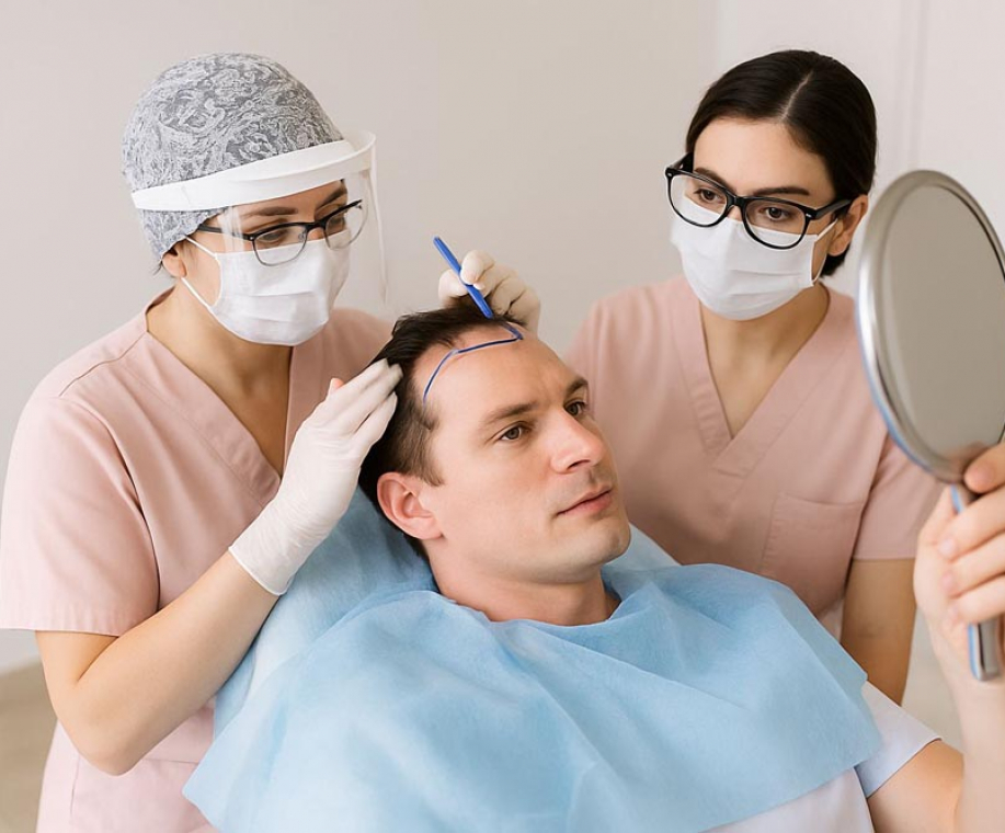 Medical Professionals Attending To Patient In Clinical Setting